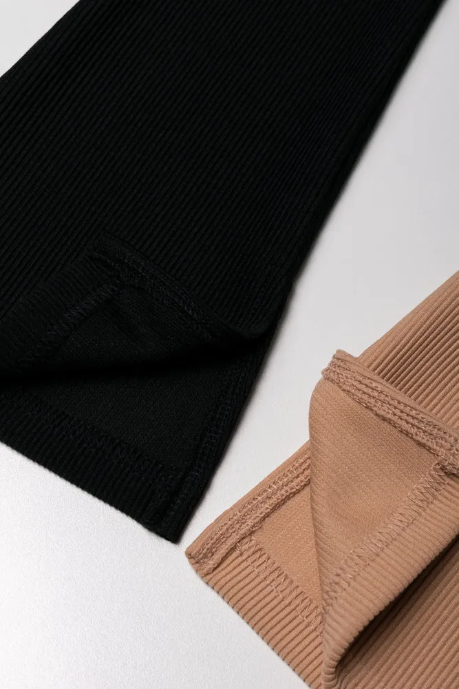 2 Pack Flare Leggings Natural And Black