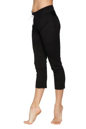 4/5 Length Zipper Pocket Capri Yoga Pant (Black)