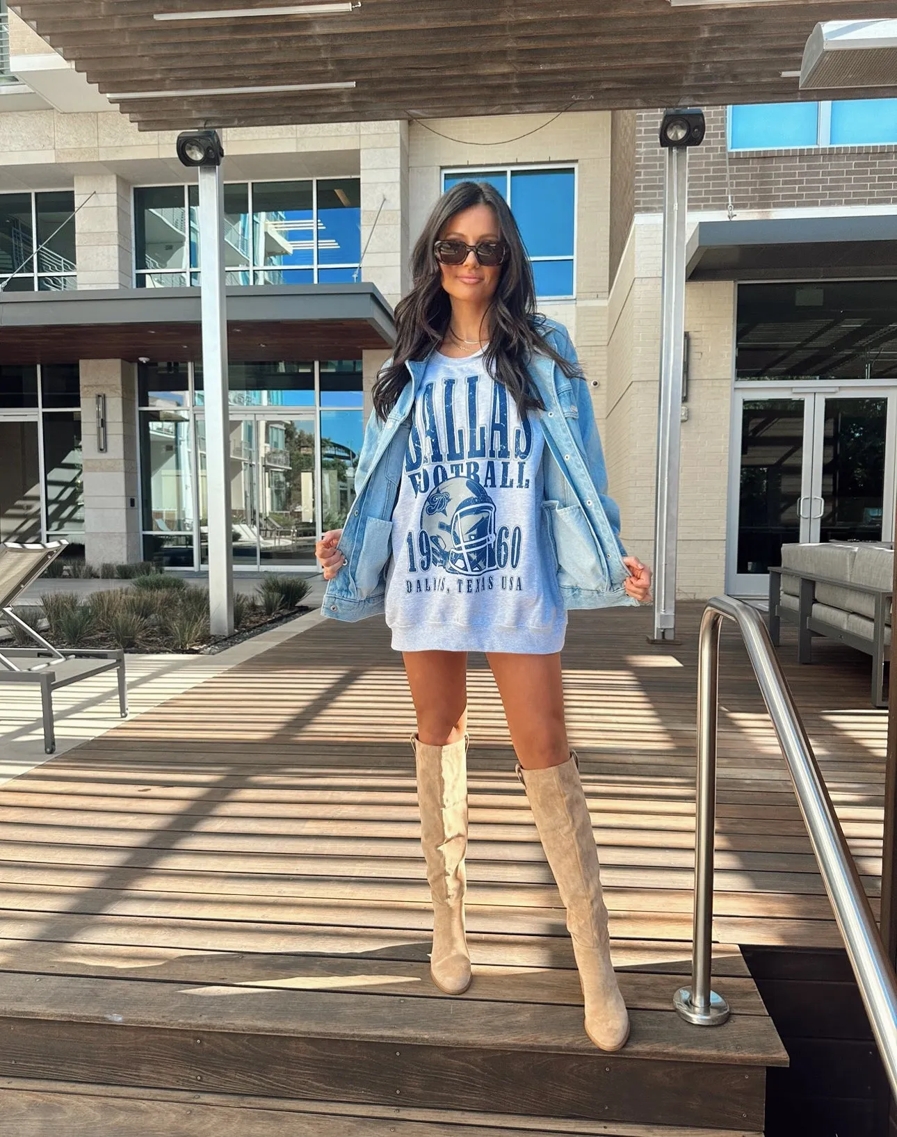 90's Football Dallas Vintage Sweatshirt Oversized - Ash Grey