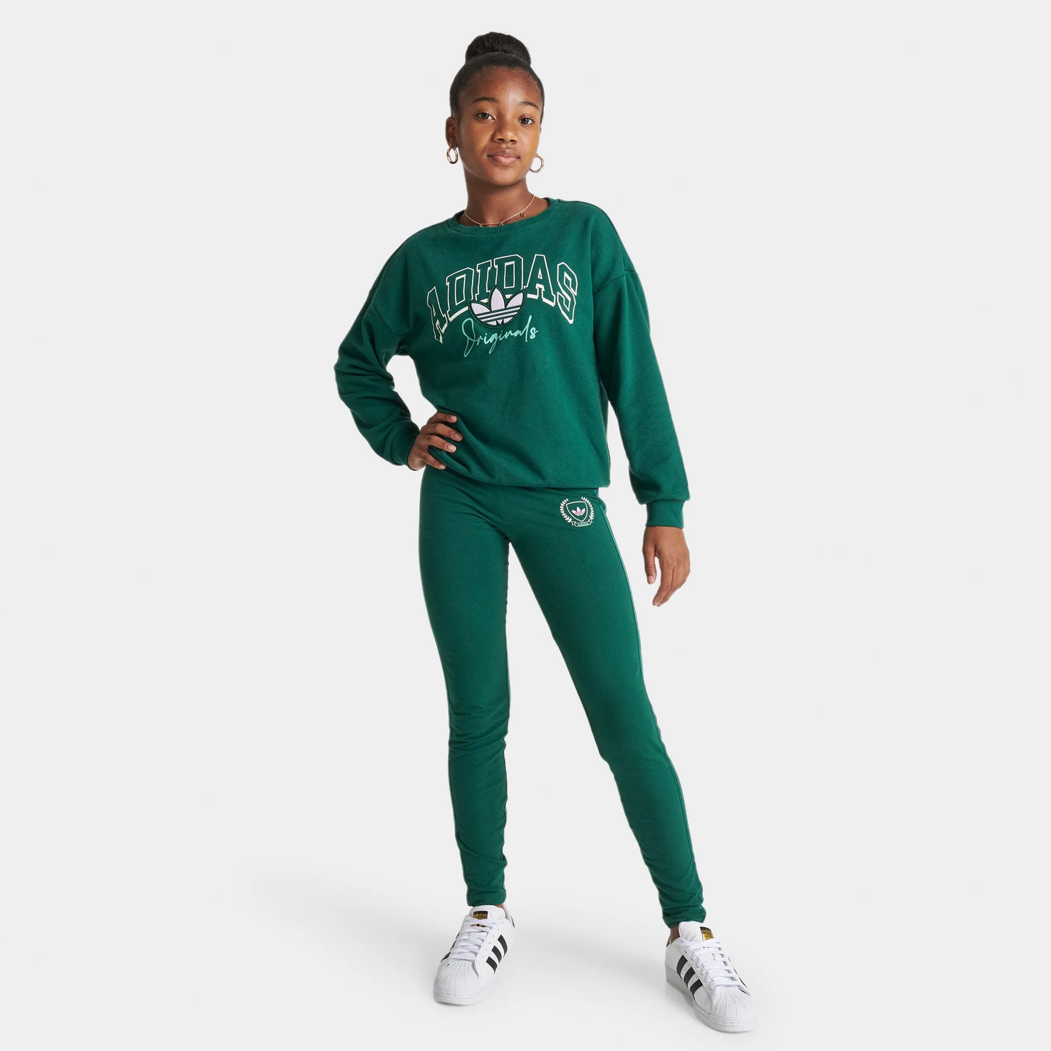 adidas Originals Junior Girls' Collegiate High-Waisted Leggings / Collegiate Green