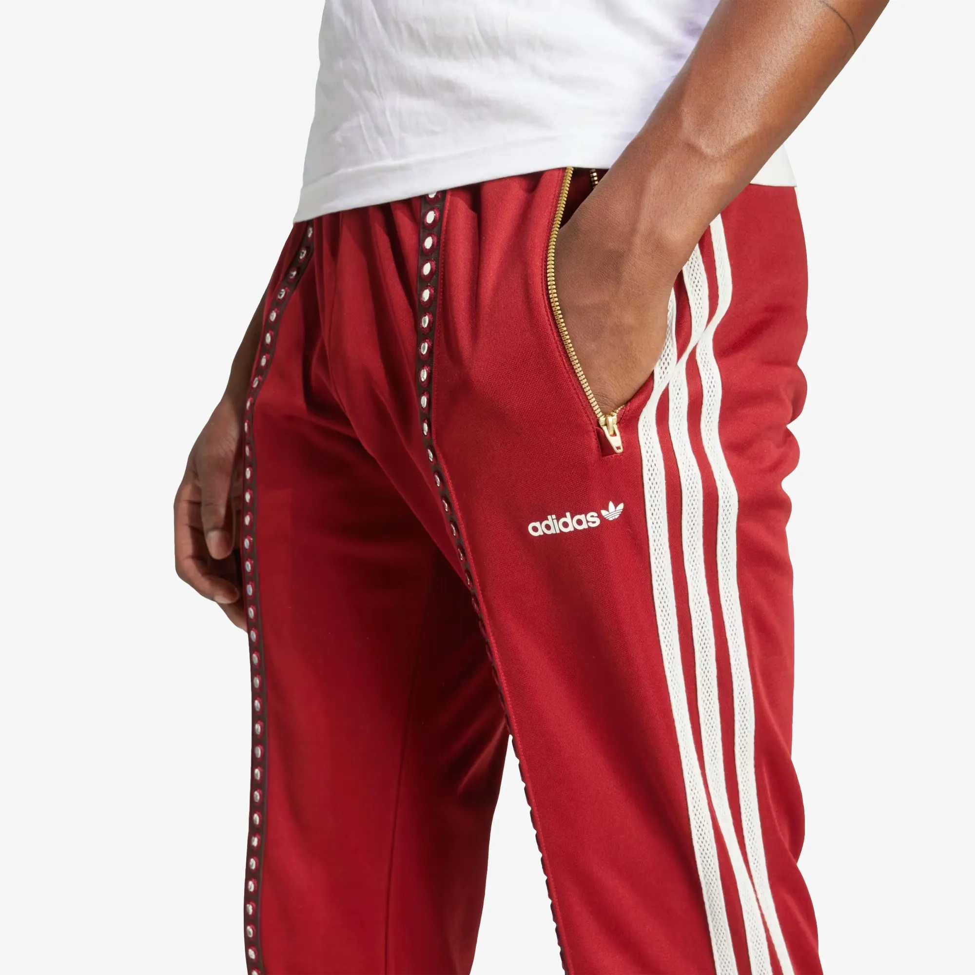 Adidas Originals | RETRO SPORTS CRICKET-INSPIRED TRACK PANTS { RUST RED