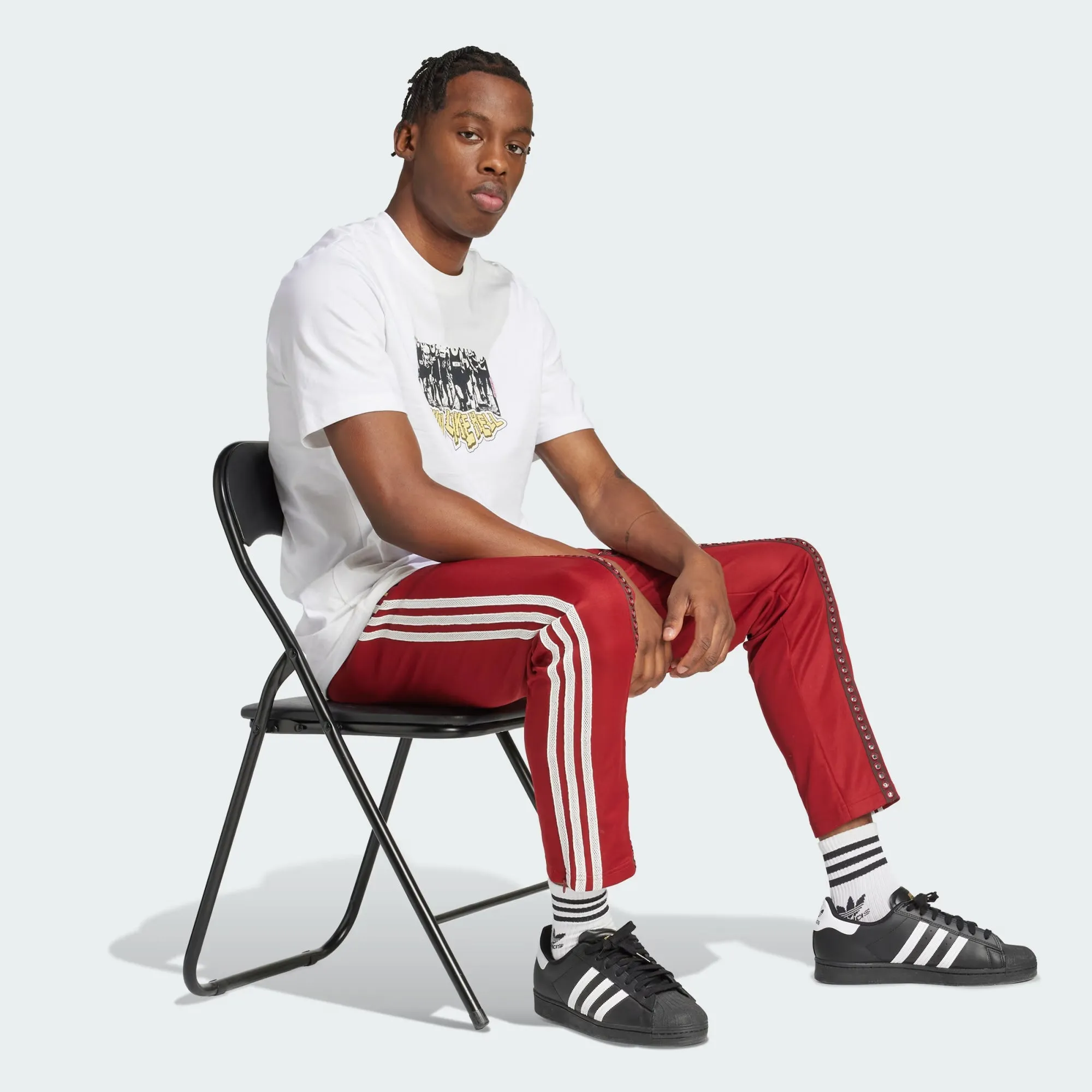 Adidas Originals | RETRO SPORTS CRICKET-INSPIRED TRACK PANTS { RUST RED