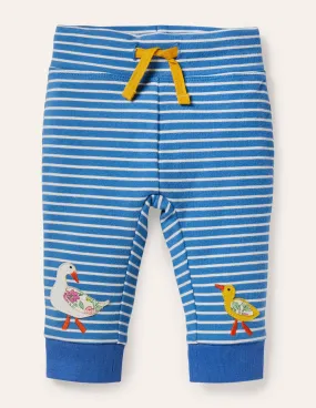 Appliqué Jersey Bottoms-Venice Blue/Ivory