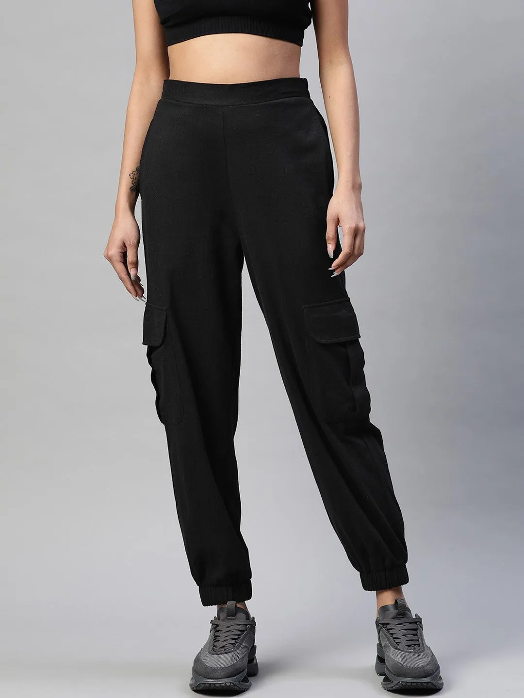 Black Solid Joggers