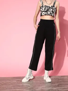 Black Solid Volume Play Track Pants