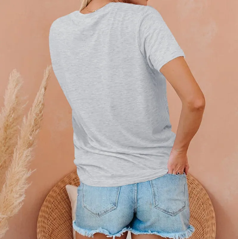 Casual Cotton Rainbow Print Short Sleeve Loose T-shirts