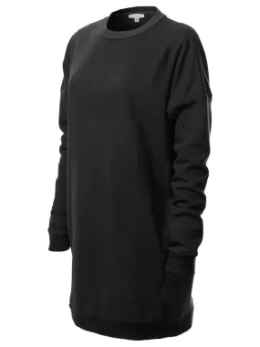 Casual Oversized Loose Fit Crewneck Long Sleeve Fleece Pullover Sweatshirts Tunic S~3X