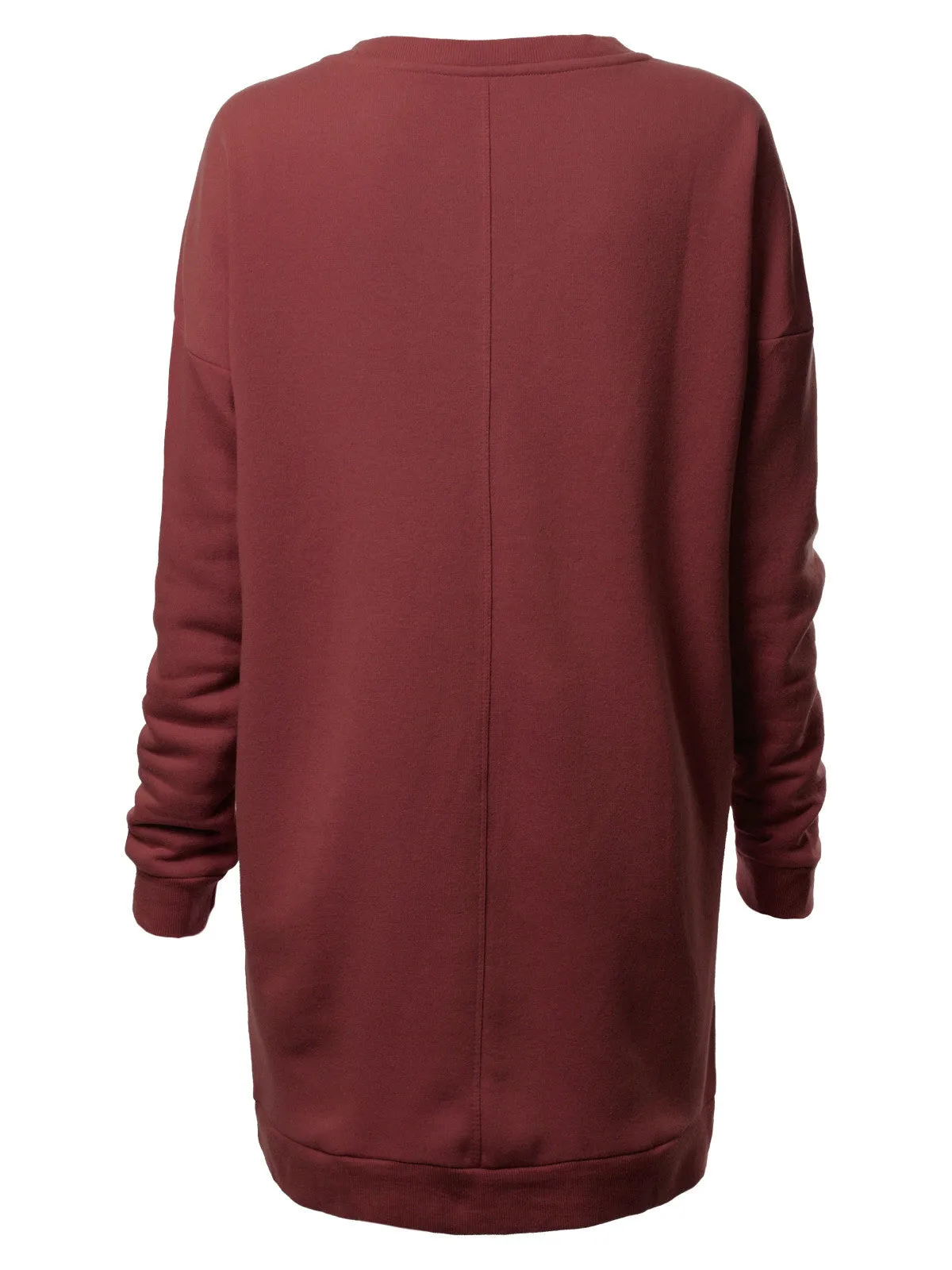 Casual Oversized Loose Fit Crewneck Long Sleeve Fleece Pullover Sweatshirts Tunic S~3X