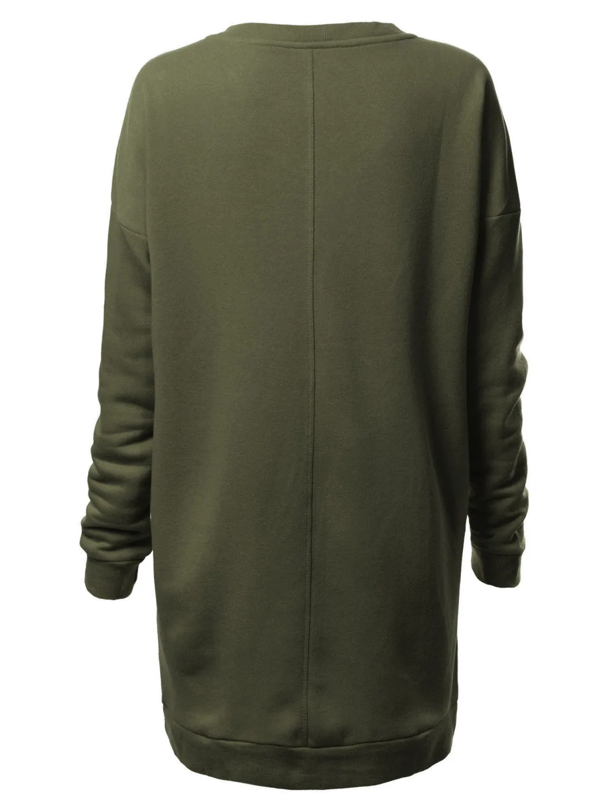 Casual Oversized Loose Fit Crewneck Long Sleeve Fleece Pullover Sweatshirts Tunic S~3X