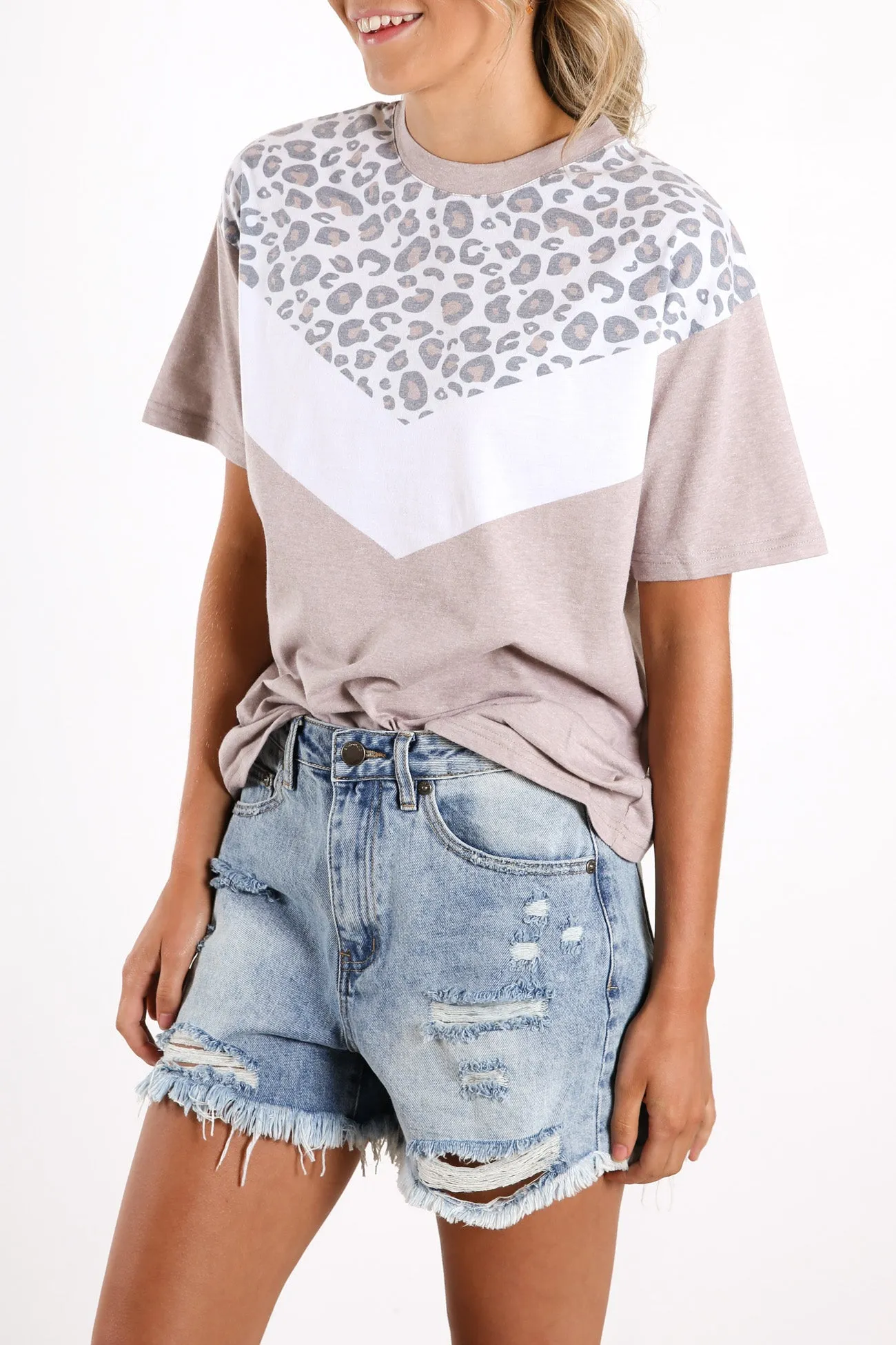 Cheetah Chevron Tee Tan