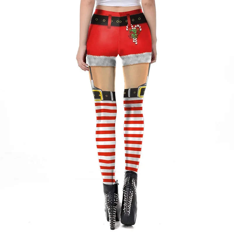 Christmas Leggings Women Sexy High Waist Skinny Leggins Fitness