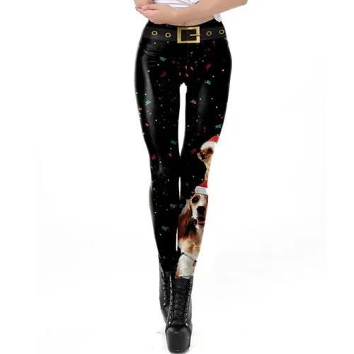 Christmas Leggings Women Sexy High Waist Skinny Leggins Fitness