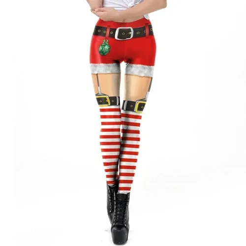 Christmas Leggings Women Sexy High Waist Skinny Leggins Fitness