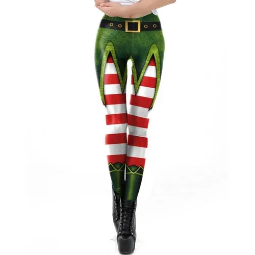 Christmas Leggings Women Sexy High Waist Skinny Leggins Fitness
