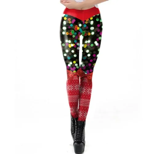 Christmas Leggings Women Sexy High Waist Skinny Leggins Fitness