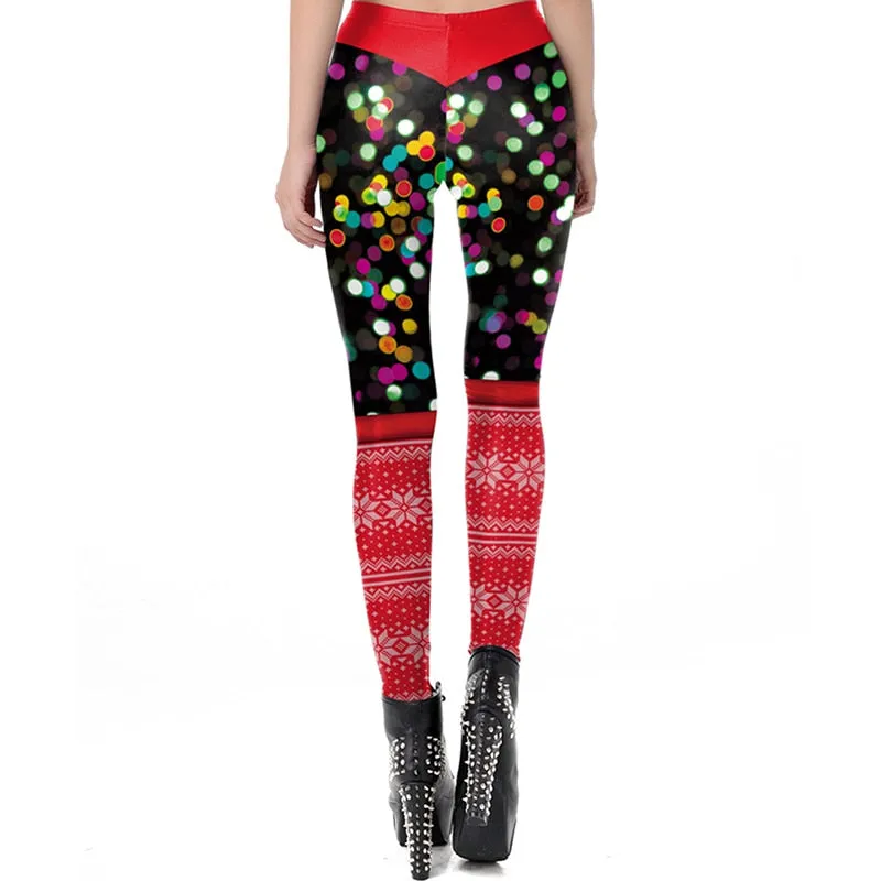 Christmas Leggings Women Sexy High Waist Skinny Leggins Fitness