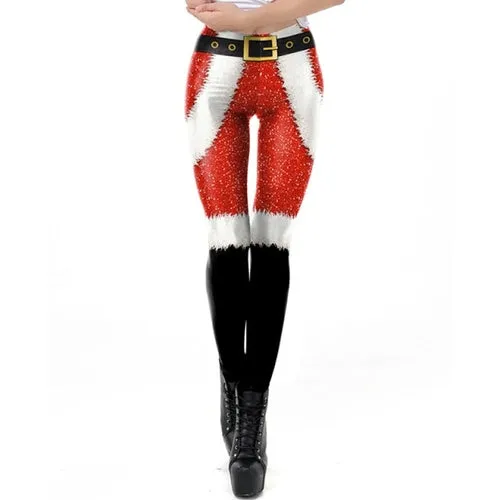Christmas Leggings Women Sexy High Waist Skinny Leggins Fitness