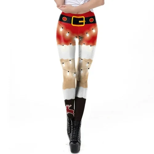 Christmas Leggings Women Sexy High Waist Skinny Leggins Fitness