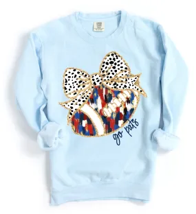 Comfort Colors Football Bow Go Pats Sweatshirt - Adult Sizes
