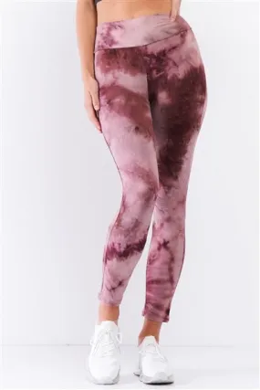 Comfy Plum Pink Tie-Dye Yoga Legging Pants