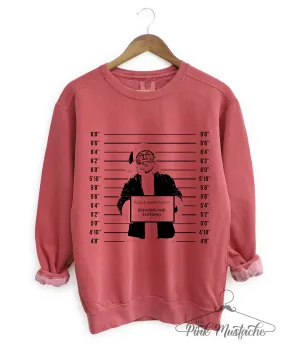Crimson Comfort Colors Naughty Santa Mugshot Christmas - Sweatshirt - Adult Sizes