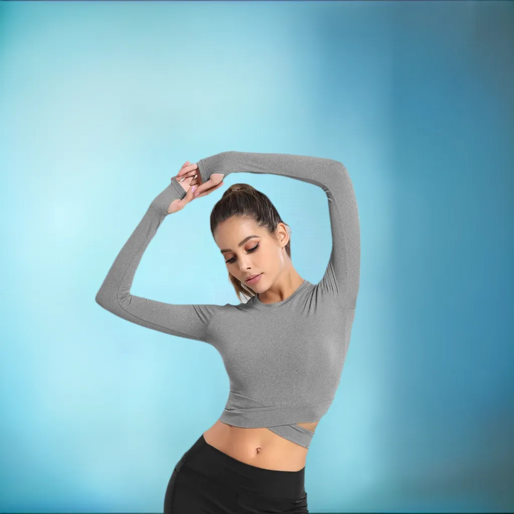 Crop Tops Women Yoga T-shirts Solid
