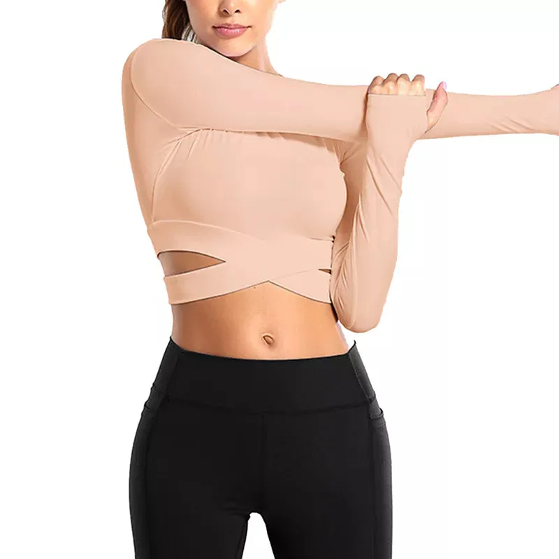 Crop Tops Women Yoga T-shirts Solid