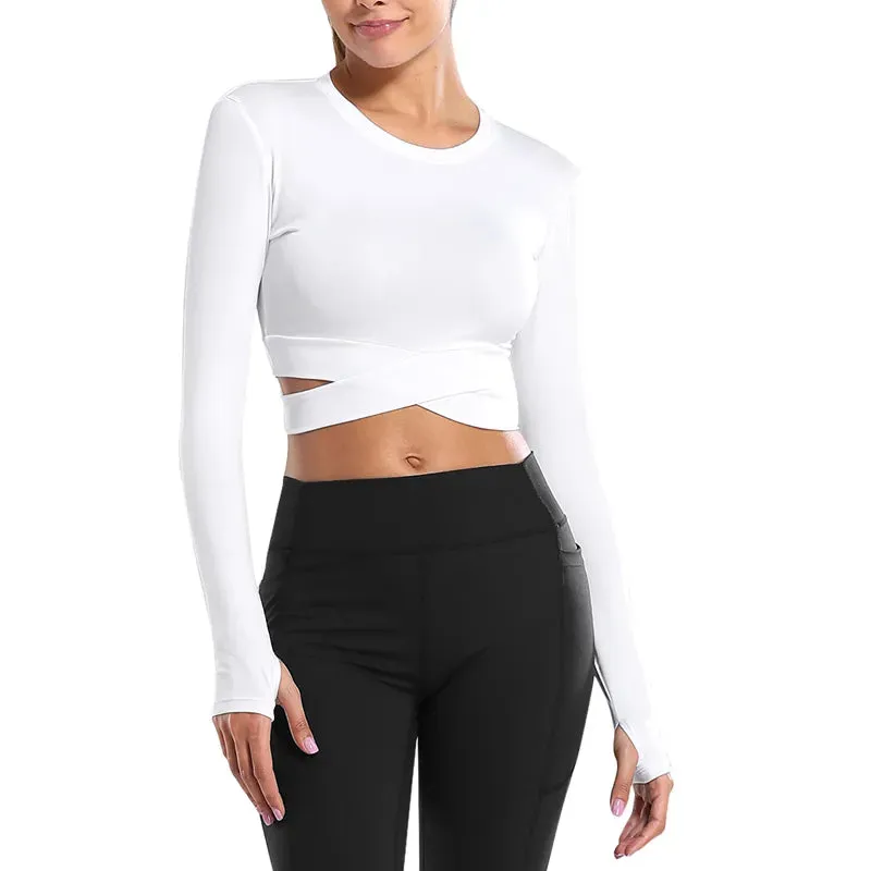 Crop Tops Women Yoga T-shirts Solid