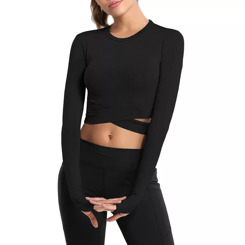 Crop Tops Women Yoga T-shirts Solid