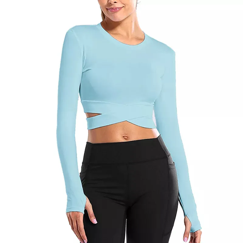 Crop Tops Women Yoga T-shirts Solid