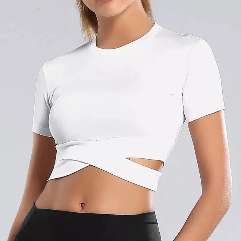 Crop Tops Women Yoga T-shirts Solid