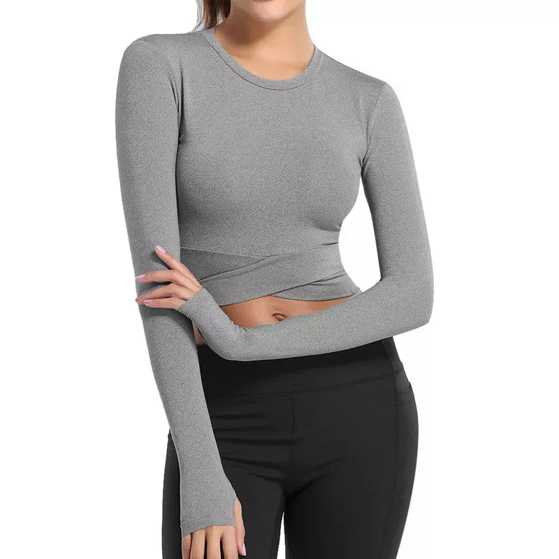 Crop Tops Women Yoga T-shirts Solid