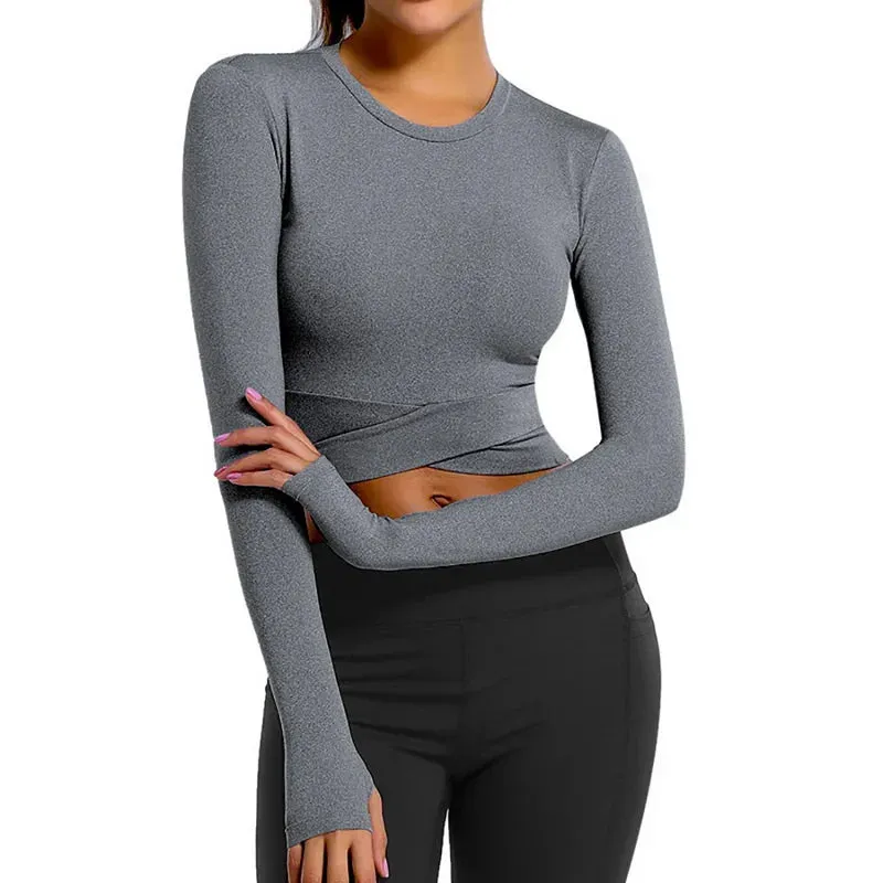 Crop Tops Women Yoga T-shirts Solid
