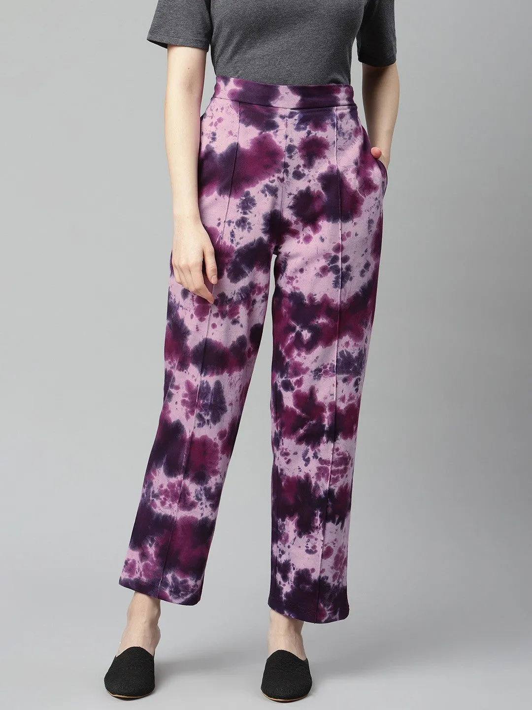 Dye Printed Straight-Fit Pure Cotton Track Pants