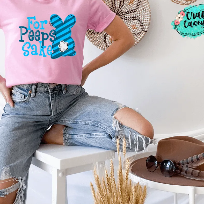 For Peeps Sake Blue Stripe Adult & Youth Easter Tee