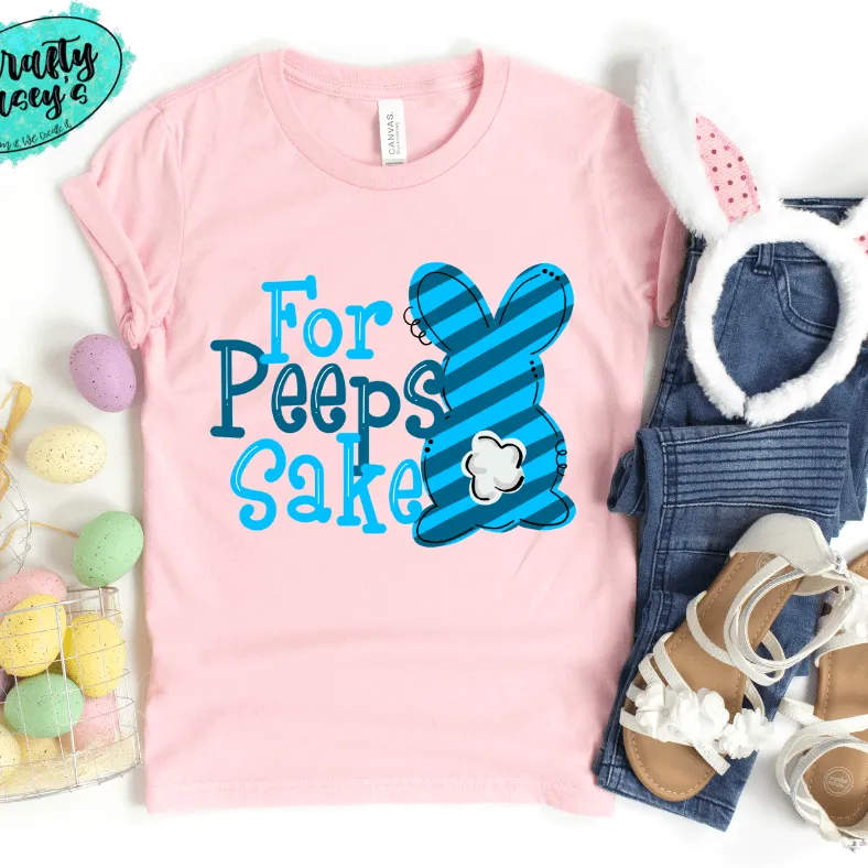 For Peeps Sake Blue Stripe Adult & Youth Easter Tee