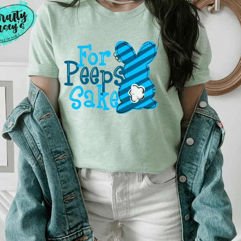 For Peeps Sake Blue Stripe Adult & Youth Easter Tee