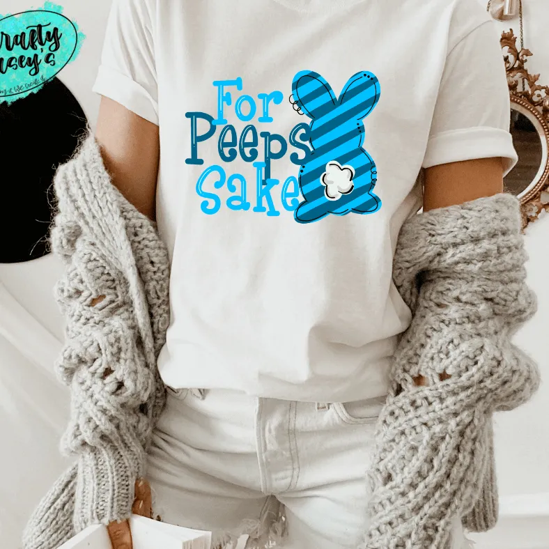 For Peeps Sake Blue Stripe Adult & Youth Easter Tee