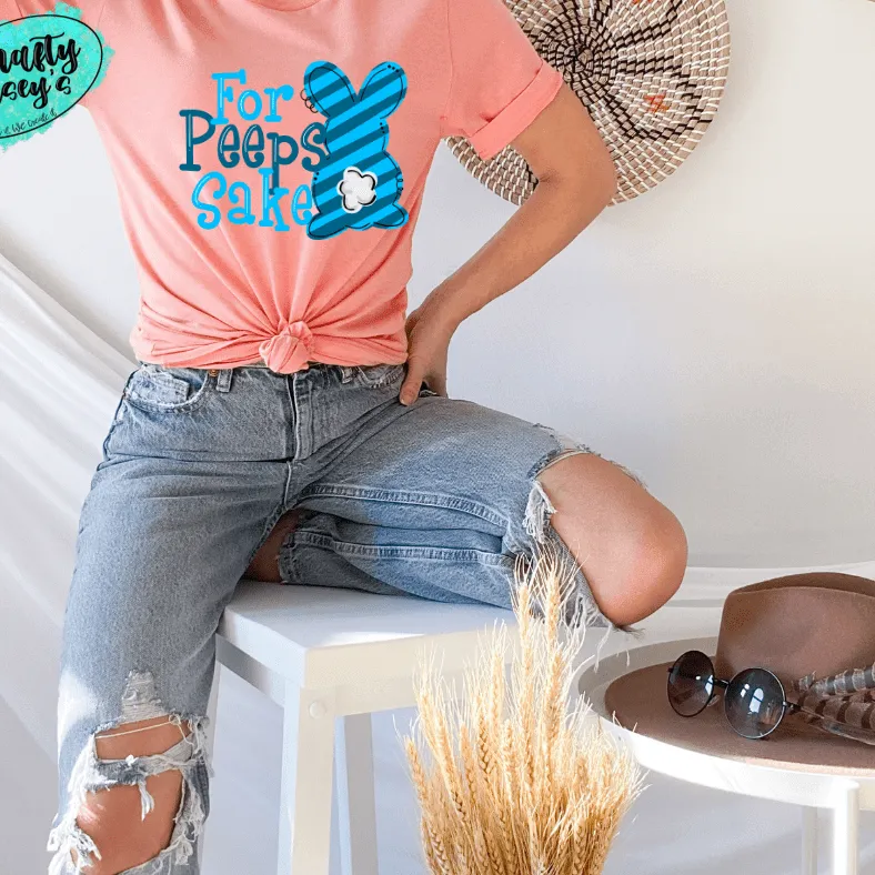For Peeps Sake Blue Stripe Adult & Youth Easter Tee