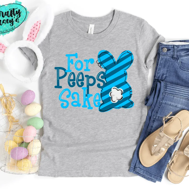 For Peeps Sake Blue Stripe Adult & Youth Easter Tee