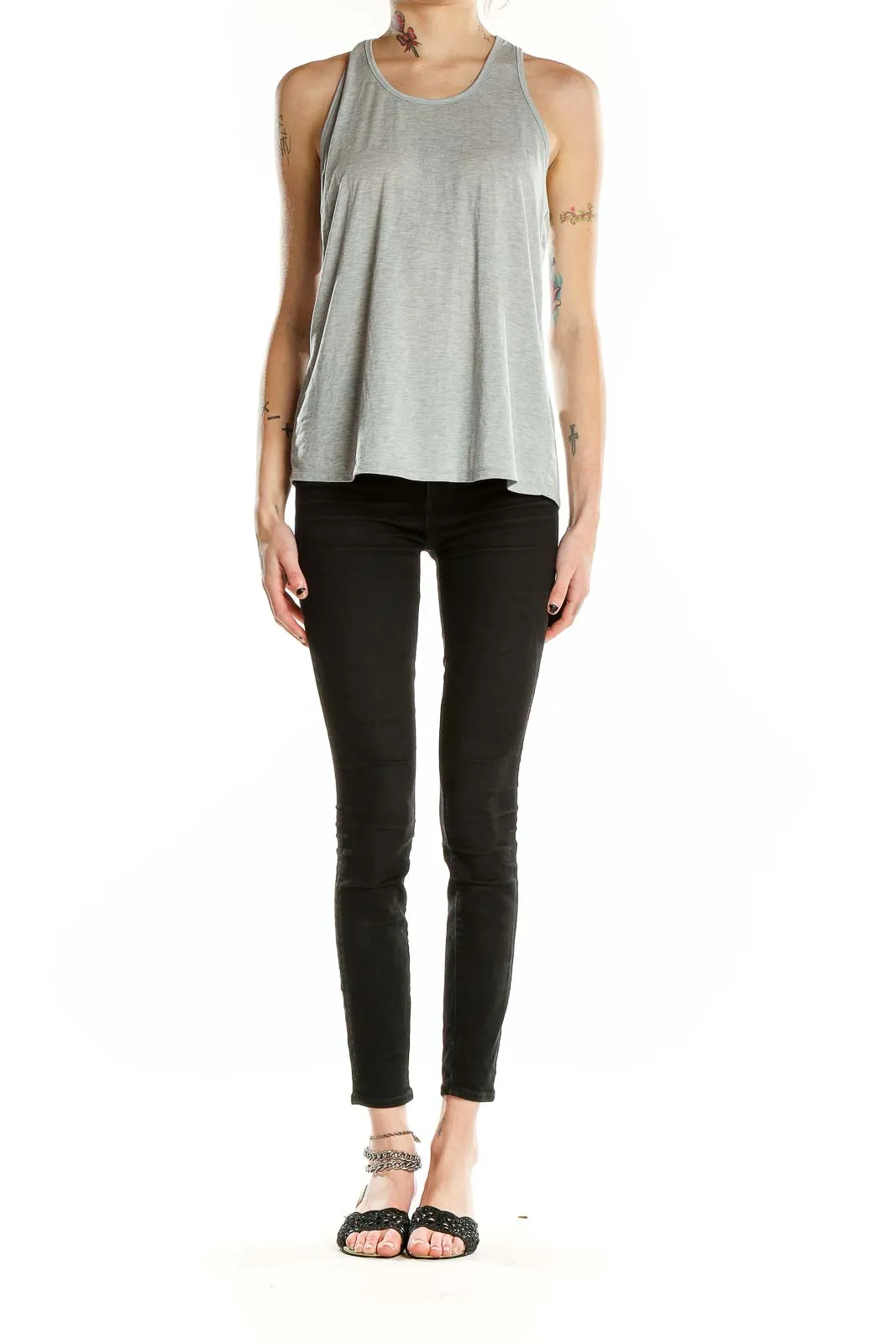 Gray Racerback Athletic Tank Top