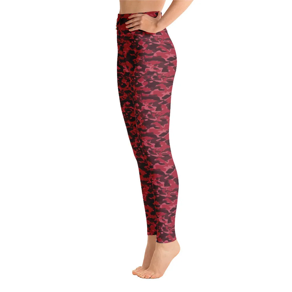 High Waist Leggings with Pockets | Yoga, Workouts & Active Sports | Red Camo