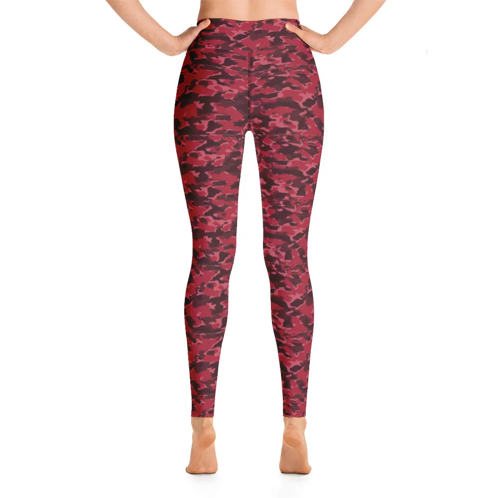 High Waist Leggings with Pockets | Yoga, Workouts & Active Sports | Red Camo