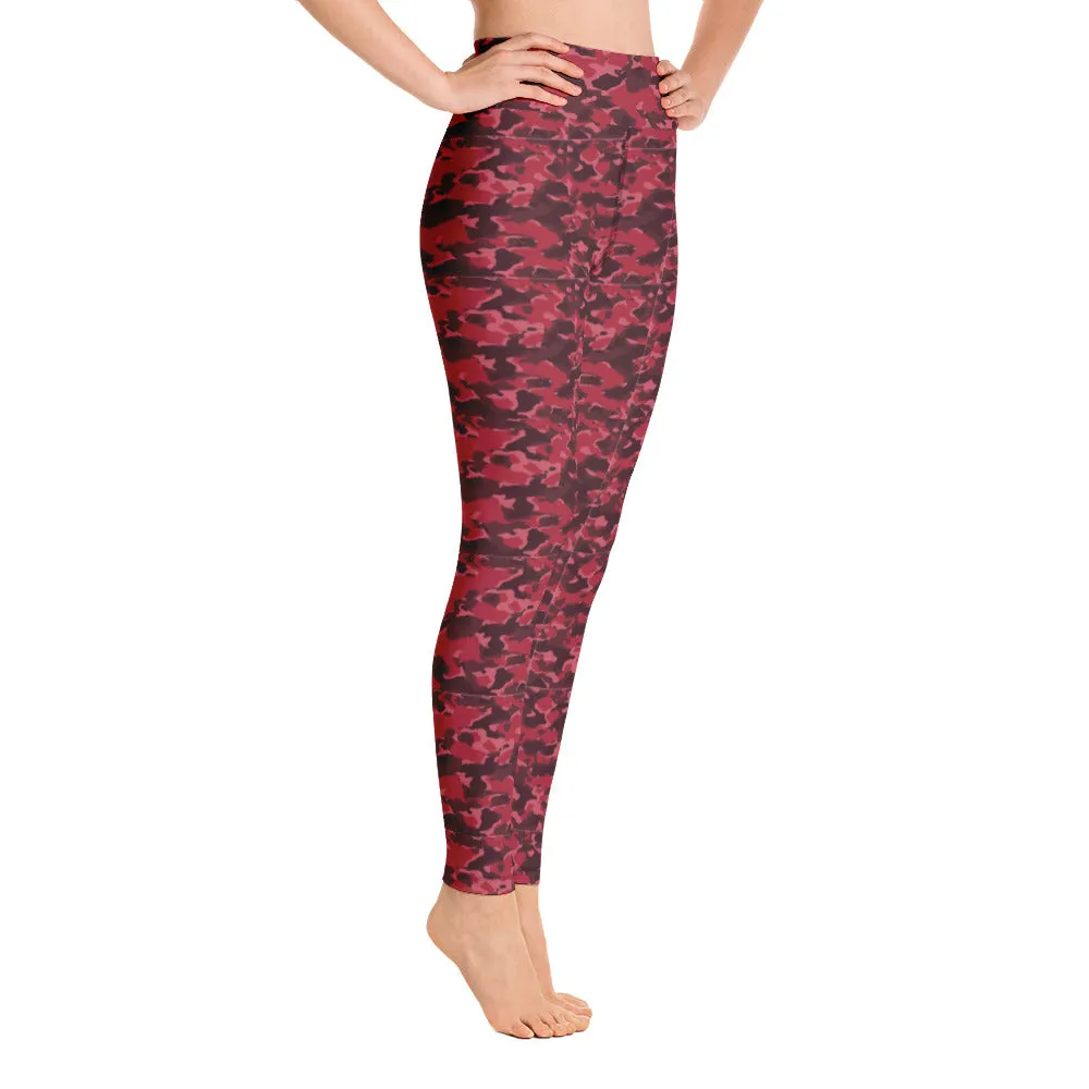High Waist Leggings with Pockets | Yoga, Workouts & Active Sports | Red Camo