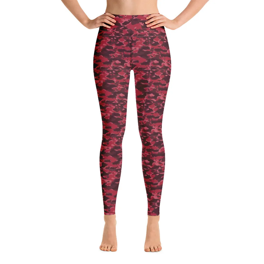High Waist Leggings with Pockets | Yoga, Workouts & Active Sports | Red Camo