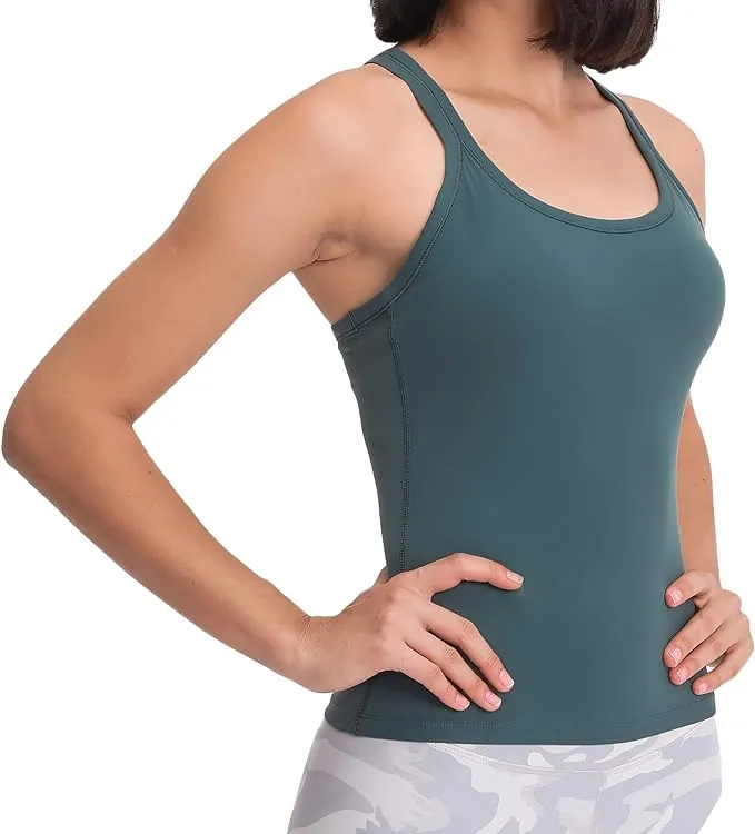 Lemedy Women Racerback Tank Tops Built in Bra Workout Activewear Camisole