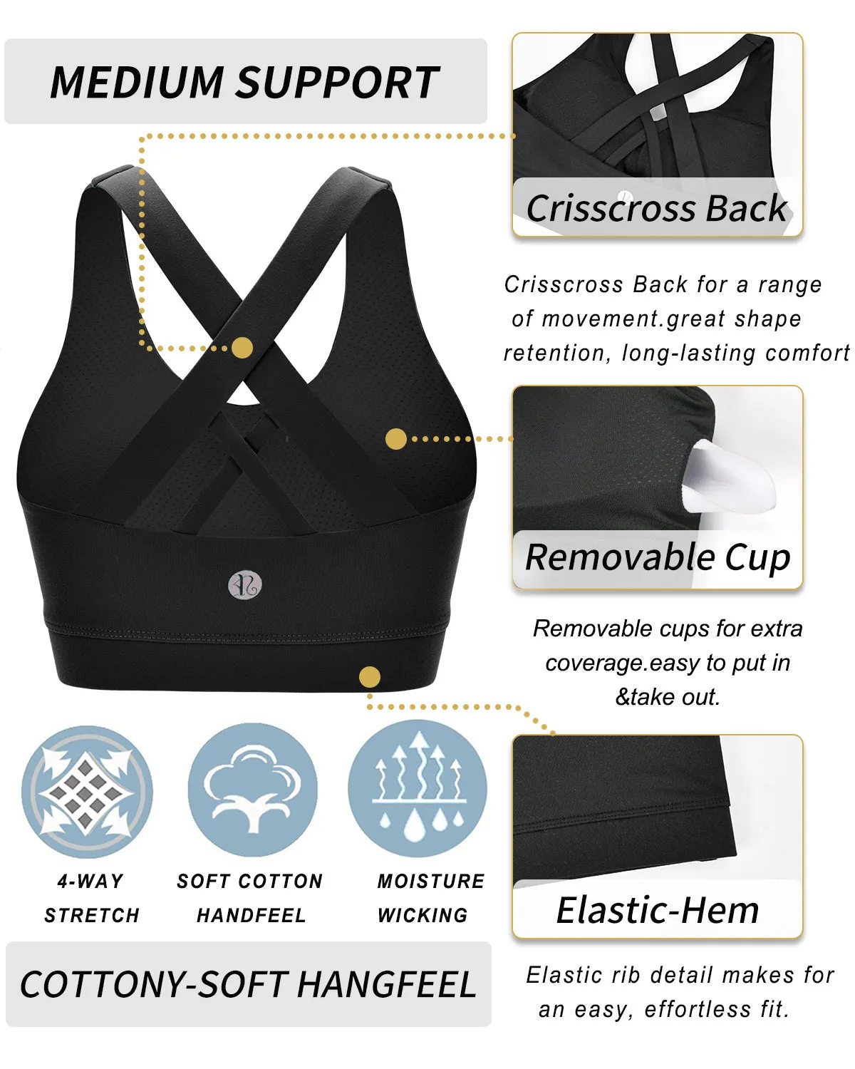 Medium Support Strappy Sports Bra