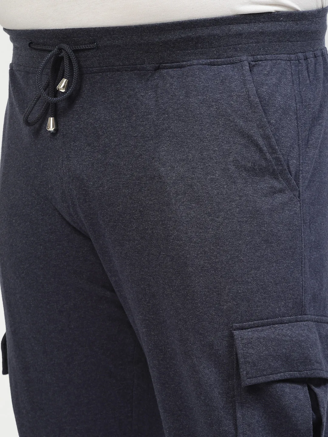 Men Navy Blue Mid-Rise Cotton Joggers
