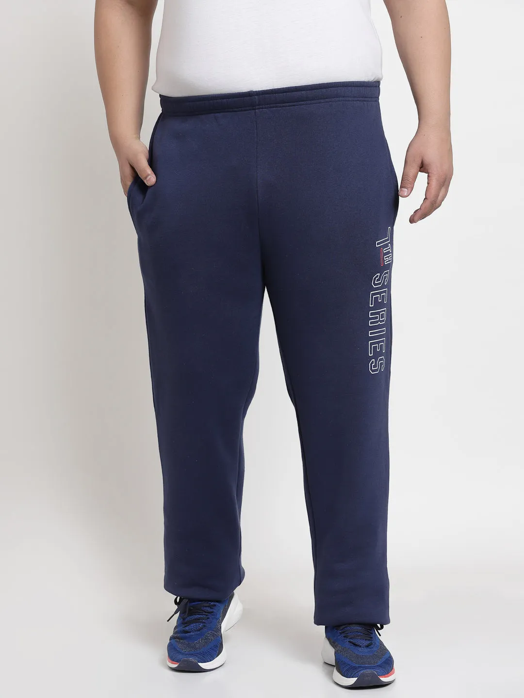 Men Navy Blue Solid Track Pants