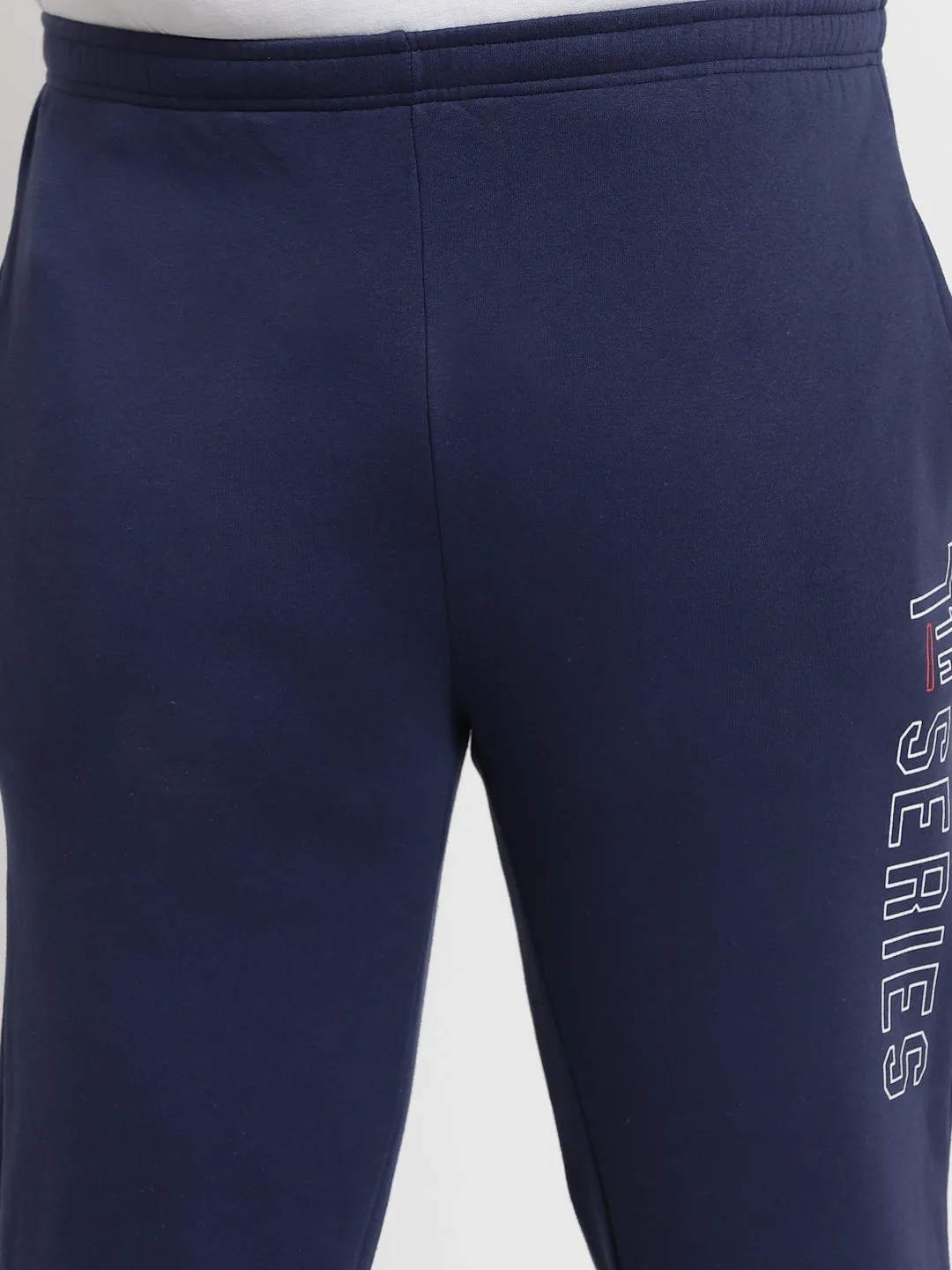 Men Navy Blue Solid Track Pants